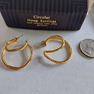Avon Goldtone Twisted Double Hoop Earrings
